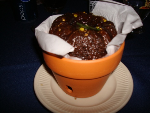 "Pot" Brownie with Porter Caramel Sauce